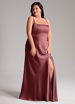 Azazie Lidia Bridesmaid Dresses Amethyst Mermaid Side Slit Stretch Satin Dress image12