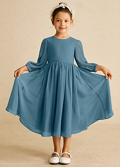 Azazie Lolo Abiti da Ragazza di Fiori Abito A-Line in Chiffon Con Maniche Bermuda image3