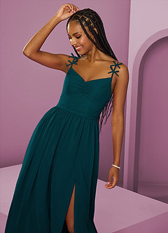 Barbie ♥ Azazie Jurken voor thuis passen Jurk van Chiffon met A-Lijn Geplooid Zwart image3