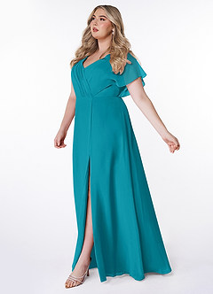 Azazie Rylee Bridesmaid Dresses Jade A-Line Pleated Chiffon Dress image8