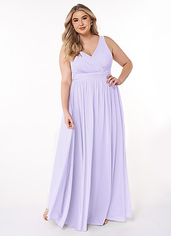 Azazie Kora Bridesmaid Dresses Lilac A-Line Pleated Chiffon Dress image7