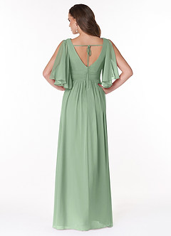 Azazie Temeka Bridesmaid Dresses Matcha A-Line Ruched Chiffon Dress image2