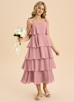 Azazie Shortcake Junior Klä av A-Line i Chiffong Rosett image6