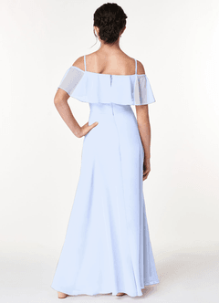 Azazie Maggie Junior A-Linie Schulterfrei Chiffon Kleid Eis image2