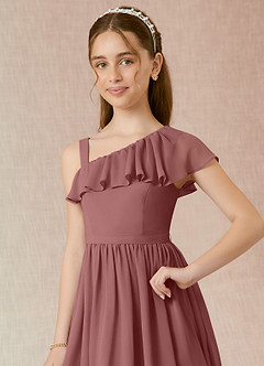 Azazie Mango Junior Desert Rose A-Line Ruched Chiffon Dress image4