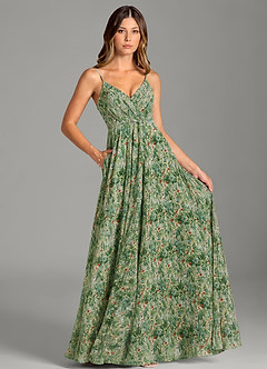 Azazie Amani Robes de demoiselle d'honneur Robe Trapèze en Mousseline de soie Plissé Fleur De Prairie image5