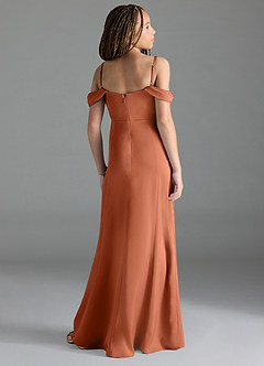 Azazie Amyra Junior Cedar Rose Sheath Off the Shoulder Stretch Satin Dress image5