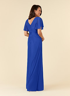Azazie Emmeline Mother of the Bride Dresses Royal Blue A-Line V-Neck Pleated Mesh Dress image4