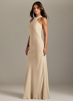 Azazie Doretta Bridesmaid Dresses Champagne Mermaid Pleated Chiffon Dress image4
