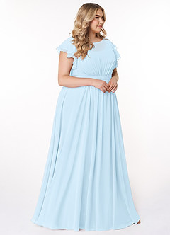 Azazie Daphne Modest Bridesmaid Dresses A-Line Ruffled Chiffon Floor-Length Dress image9