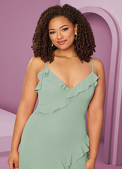 Barbie ♥ Azazie Bridesmaid Dresses Agave Sheath Chiffon Dress image14