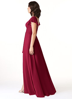 Azazie Omari Bridesmaid Dresses Burgundy A-Line Chiffon Dress image3