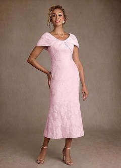 Azazie Aguilas Suknie dla Matki Panny Młodej Syrena Zza ramienia Żakard kwiatowy Długość herbaty Sukienka image1