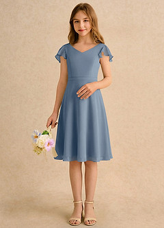 Azazie Narin Girls Formal Flower Girl Klänningar Klä A-Line i Chiffong med ärmar image3