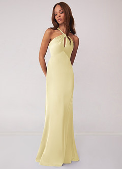Barbie ♥ Azazie Bridesmaid Dresses Lemon Sorbet Sheath Stretch Satin Dress image4
