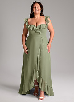Azazie Lyra Bridesmaid Dresses Pistachio A-Line Chiffon Convertible Dress image15