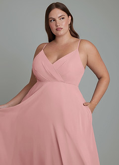 Azazie Amani Brautjungfernkleider A-Linie Plissee Chiffon Kleid Altrosa image12