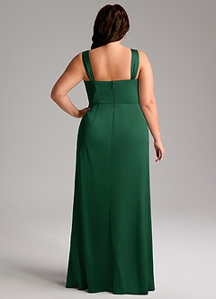 Azazie Denice Robes de demoiselle d'honneur Robe Fourreau en Satin extensible Plissée Vert Foncé image11