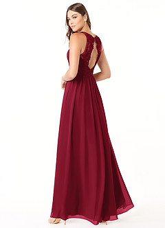 Azazie Luz Bridesmaid Dresses Burgundy A-Line Lace Chiffon Dress image4