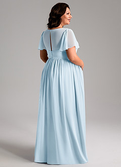 Azazie Verna Maternity Bridesmaid Dresses A-Line V-Neck Ruched Chiffon Floor-Length Dress image8