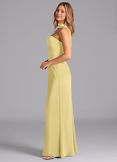 Azazie Lusinda Bridesmaid Dresses Lemon Sorbet Mermaid Strapless Stretch Satin Dress image5
