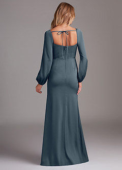 Azazie Charissa Bridesmaid Dresses Twilight Sheath Long Sleeve Stretch Satin Dress image8