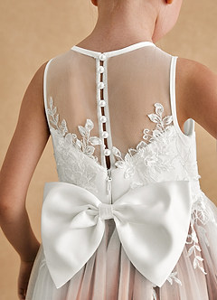 Azazie Bitsy Flower Girl Dresses Ivory Cinnamon A-Line Lace Tulle Dress image5