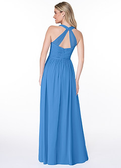 Azazie Jaclyn Bridesmaid Dresses Blue Jay A-Line Pleated Chiffon Dress image2