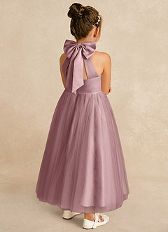 Azazie Bev Flower Girl Dresses Dusty Rose A-Line Convertible Tulle Dress image6