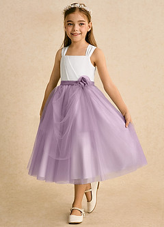 Azazie Bonny Flower Girl Dresses Ivory Wisteria Ball-Gown Pleated Tulle Dress image6