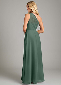 Azazie Phaedra Vestidos de madrinha de casamento Vestido Musgo Marinho de Chiffon de Linha A com Um ombro image2