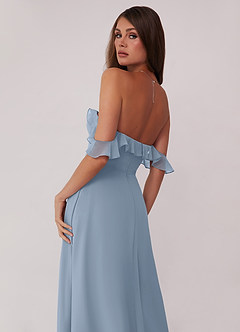 Barbie ♥ Azazie Jurken voor bruidsmeisjes Converteerbaar Jurk van Chiffon met A-Lijn Off the Shoulder Stoffig Blauw image5