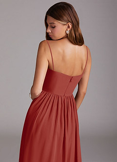 Azazie Calianna Bridesmaid Dresses Terracotta A-Line Off the Shoulder Chiffon Convertible Dress image8