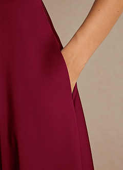 Azazie Niles Mother of the Bride Dresses Burgundy A-Line Trains Stretch Satin Dress image9