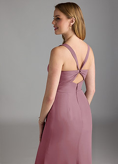 Azazie Mero Bridesmaid Dresses Vintage Mauve Sheath Pleated Chiffon Dress image4