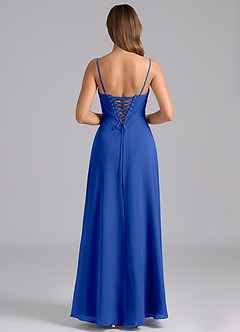 Azazie Valentine Bridesmaid Dresses Royal Blue A-Line Corset Chiffon Dress image2