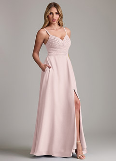 Azazie Terese Bridesmaid Dresses Blushing Pink A-Line Pleated Chiffon Dress image6
