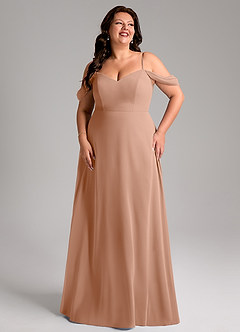 Azazie Marley Bridesmaid Dresses Champagne Rose A-Line Off the Shoulder Chiffon Convertible Dress image13
