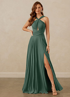 Christian Siriano Bridal for Azazie 1009 Bridesmaid Dresses Sea Moss A-Line Pleated Chiffon Dress image2