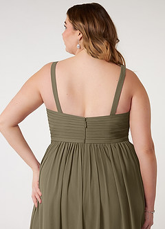 Azazie Chanel Bridesmaid Dresses Willow Green A-Line Pleated Chiffon Dress image11