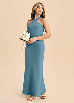 Azazie Doretta Junior Abito Tubino in Chiffon Plissettato Bermuda image6