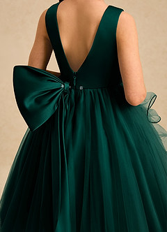 Azazie Savannah Flower Girl Dresses Pine Ball-Gown Lace Tulle Dress image5