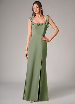 Azazie Callie Bridesmaid Dresses Pistachio Mermaid Side Slit Chiffon Convertible Dress image4