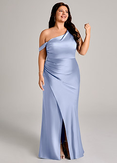 Azazie Madelyn Abiti da Damigella Abito Convertibile Sirena in Raso Elasticizzato Monospalla Ghiaccio image13