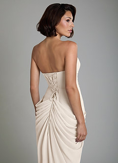 Azazie Nyra Robes de demoiselle d'honneur Robe Fourreau en Mousseline de soie Corset Albâtre Blanc image4
