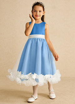 Azazie Stardust Flower Girl Dresses Blue Jay A-Line Sleeveless Organza Dress image5
