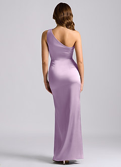 Azazie Akilah Bridesmaid Dresses Frosted Lilac Mermaid One Shoulder Stretch Satin Dress image2