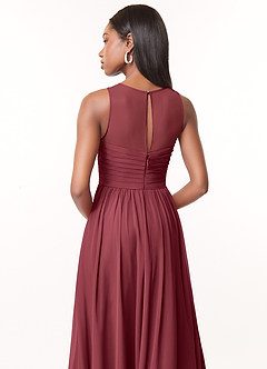 Azazie Nina Bridesmaid Dresses Merlot A-Line Pleated Chiffon Dress image3