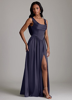 Azazie Novi Bridesmaid Dresses Stormy A-Line with Pockets Stretch Satin Dress image5