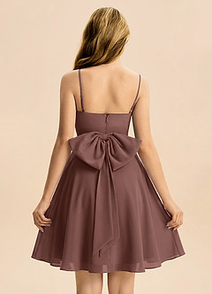 Azazie Bear Junior A-Linie Plissee Chiffon Kleid Espresso image2
